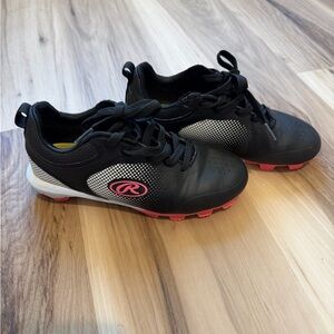 Rawlings Girls Kids Black and Pink Cleats Shoes